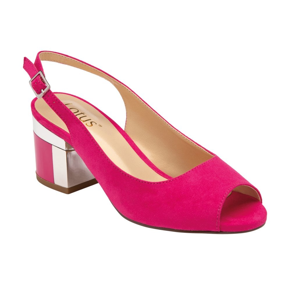 Main view of Fuchsia Flair Bright Slingback Block Heel Sandals.