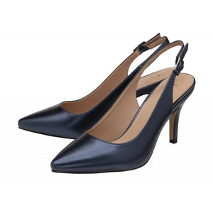 Polished Perfection Navy Patent Slingback Mid Heel Shoes