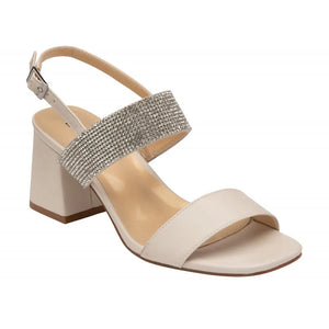 Elegant and Effortless Nude & Diamante Block Heel Sandals