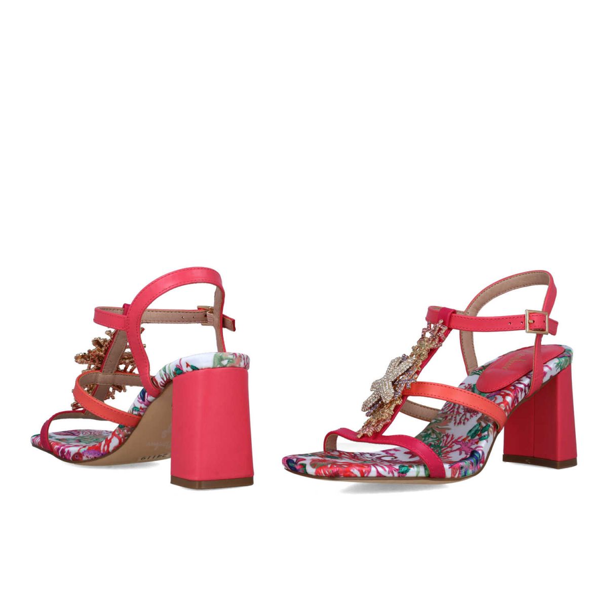 Embellished Strappy Heel Multi-Coloured Evening Sandals