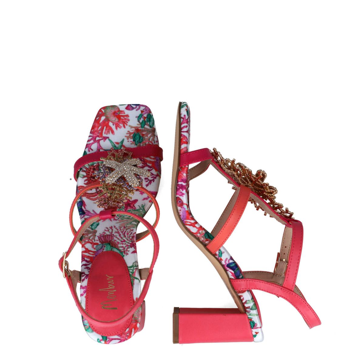 Embellished Strappy Heel Multi-Coloured Evening Sandals