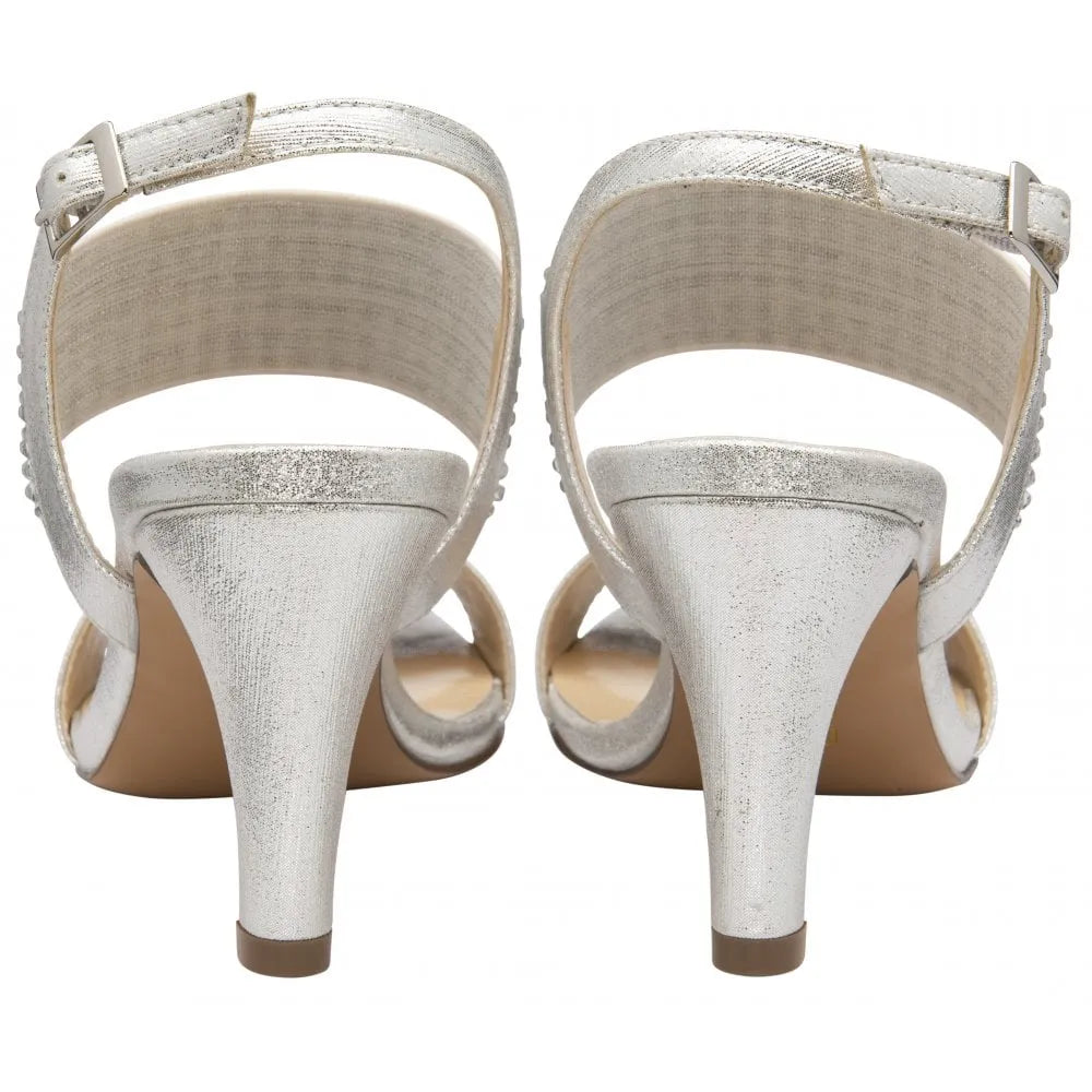 Silver diamante heeled outlet sandals