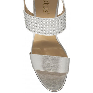 Glamorous Glitter Silver Diamante Heeled Sandals